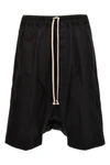 Rick Owens Bermuda Shorts With Back Pockets And Elastic Waistband In Black