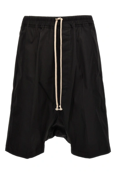 Rick Owens Bermuda Shorts With Back Pockets And Elastic Waistband In Black