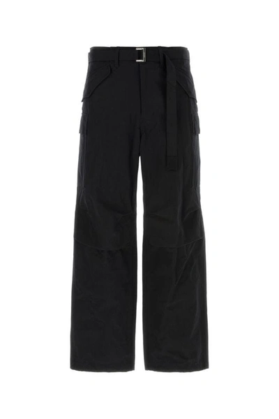 Sacai Black Cotton Twill Cargo Pants