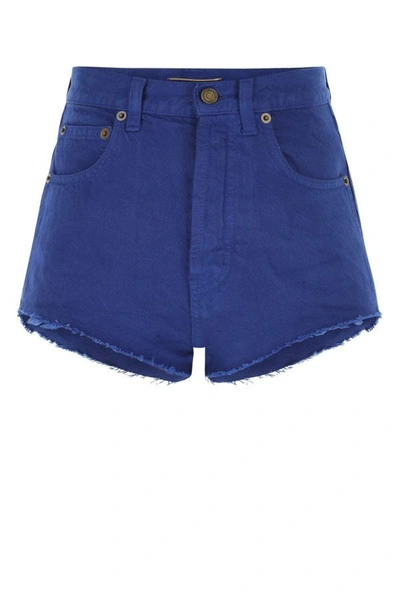 Saint Laurent Denim Shorts In Blue