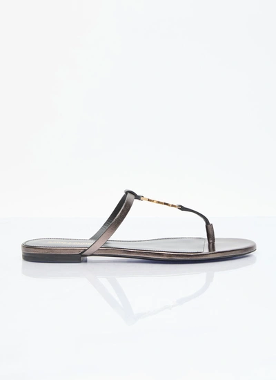 Saint Laurent Women Cassandra Slide Sandals In Brown