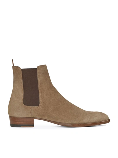 Saint Laurent Women Tobacco-colored Wyatt 30 Chelsea Boots In Suede In Brown