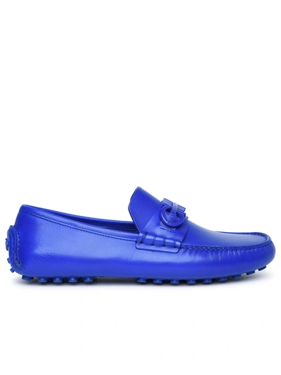 FERRAGAMO SALVATORE FERRAGAMO MAN SALVATORE FERRAGAMO 'GRAZIOSO' BLUE LEATHER LOAFERS