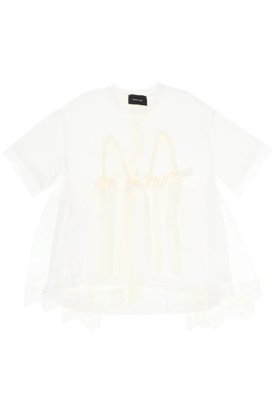 SIMONE ROCHA SIMONE ROCHA TULLE TOP WITH LACE AND BOWS WOMEN