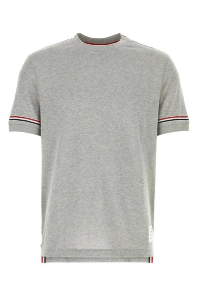 Thom Browne Man Grey Cotton T-shirt In Grey