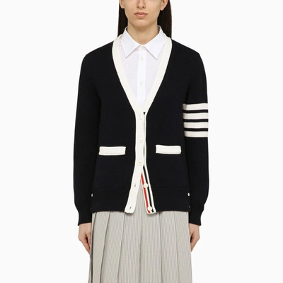 THOM BROWNE THOM BROWNE NAVY BLUE COTTON CARDIGAN WOMEN