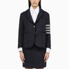 THOM BROWNE THOM BROWNE NAVY BLUE SINGLE-BREASTED JACKET IN WOOL BLEND WOMEN