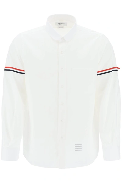 THOM BROWNE THOM BROWNE SEERSUCKER SHIRT WITH ROUNDED COLLAR MEN