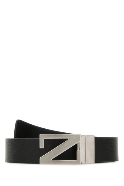 Zegna Man Black Leather Reversible Belt