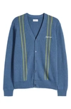 Saturdays Surf Nyc Michael Vertical Stripe Wool & Cotton Cardigan In Coronet Blue