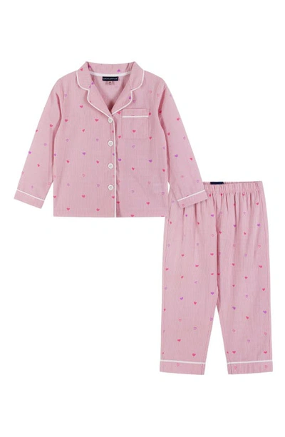 Andy & Evan Kids' Heart Print Two-piece Pyjamas In Pink Hearts