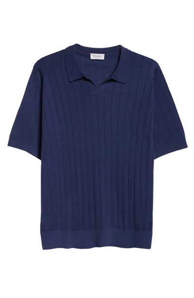 John Smedley Roper Skipper Cotton Polo Sweater In French Navy