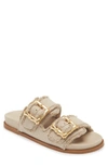 Schutz Enola Sporty Womens Slip On Open Toe Slide Sandals In Oyster