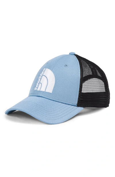 The North Face Mudder Recycled Trucker Hat In Steel Blue/ Jumbo Hd Logo