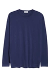 John Smedley Weatherby Cotton Sweater In French Navy