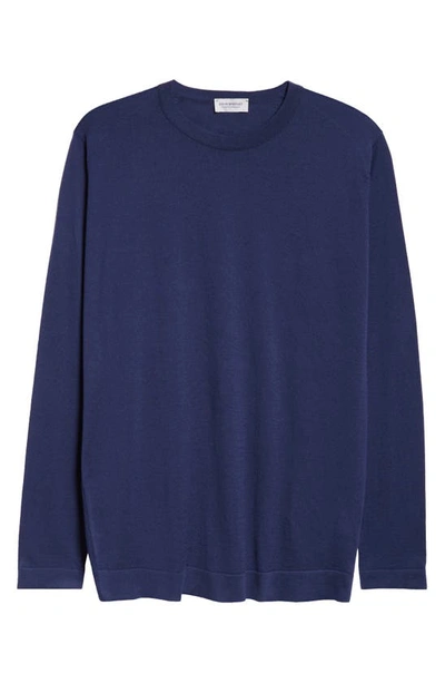 John Smedley Weatherby Cotton Jumper In French Navy