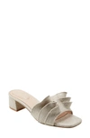 Bandolino Rista Metallic Ruffle Slide Sandal In Gold