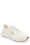 Prada Ivory Leather Lace-up Sneakers In Avorio