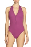 Robin Piccone Amy Rib One-piece Swimsuit In Lotus