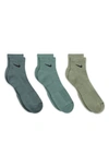 Nike Kids' Assorted 3-pack Dri-fit Everyday Plus Cushioned Ankle Socks In Green Multi Color