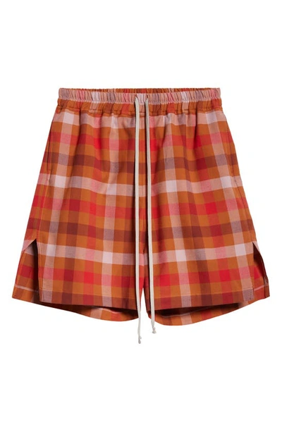 Rick Owens Plaid Boxer Shorts In Red