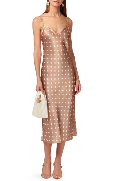 Cami Nyc Myla Satin Slipdress In Macadamia Dot