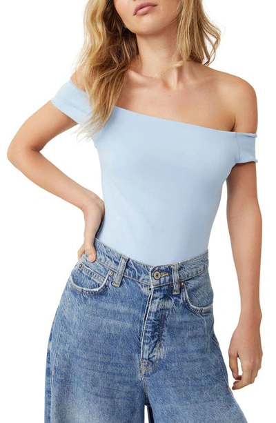 Free People Off To The Races Off The Shoulder Bodysuit In Cerulean