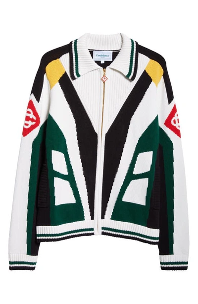 Casablanca Casa Club Intarsia Cotton Jacket In Multicoloured 1