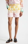 Casablanca Orange And Pink Bermuda Shorts With Logo All Over In Techno Fabric Man In Gradient Monogram