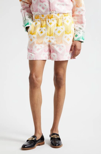 Casablanca Monogram Drawstring Shorts In Multi