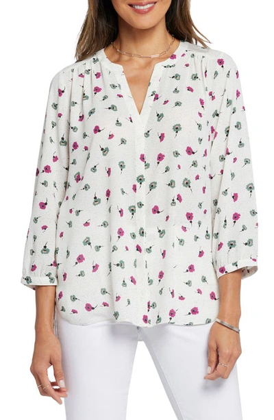 Nydj High-low Crepe Blouse In Leonida