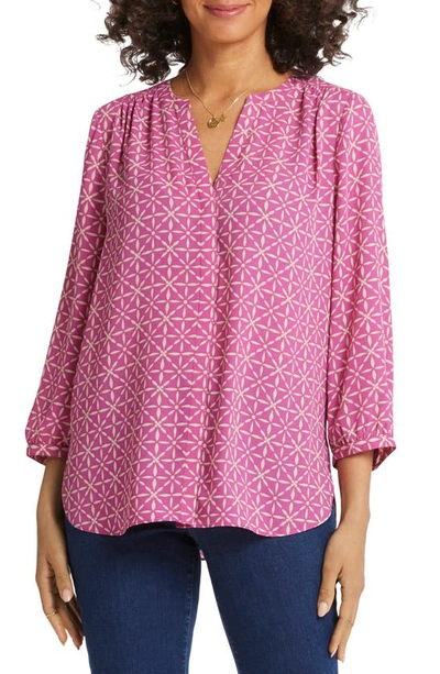 Nydj High-low Crepe Blouse In Micah