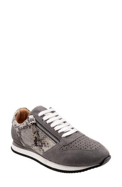 Trotters Infinity Trainer In Grey Suede Snake