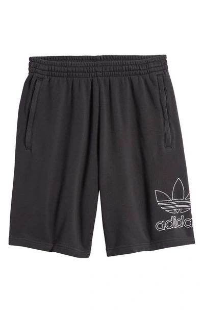 Adidas Originals Trefoil Embroidered Sweat Shorts In Black/ White