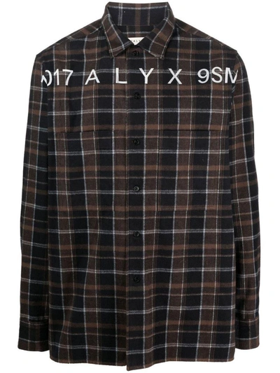 Alyx Plaid Logo Shirt Brown Checked Flannel Shirt With Logo - Plaid Logo Shirt In Multi-colored