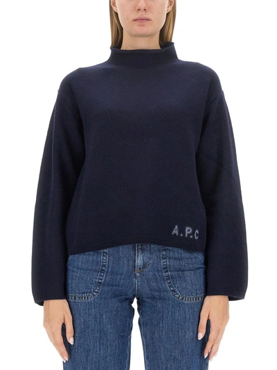 Apc A.p.c. Jersey With Logo In Blue