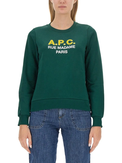 Apc A.p.c. Sweatshirt With Logo In Green