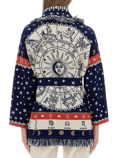 Alanui Astrology Wheel Jacquard Fringe Wool Cardigan In Multicolour