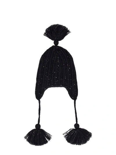 Alanui The Astral Speckle-knit Pompom Beanie In Black