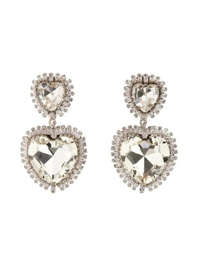 Alessandra Rich Heart Earrings In Silver