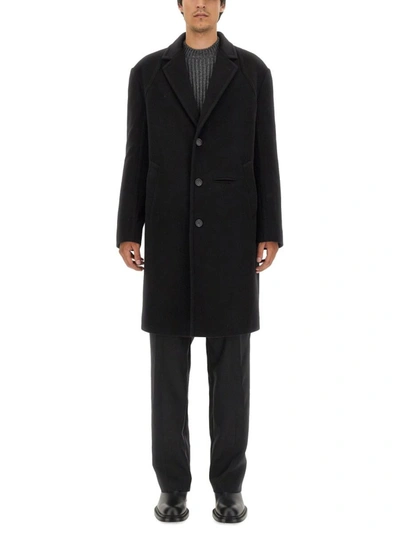 Alexander Mcqueen Raglan Sleeves Wool-blend Coat In Black