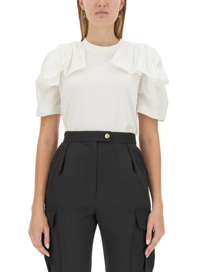 Alexander Mcqueen T-shirt With Ruffles In White
