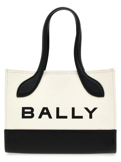 Bally Logo Printed Tote Bag In White/black