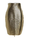 Balmain Striped Cotton-blend Bodycon Skirt In Gold