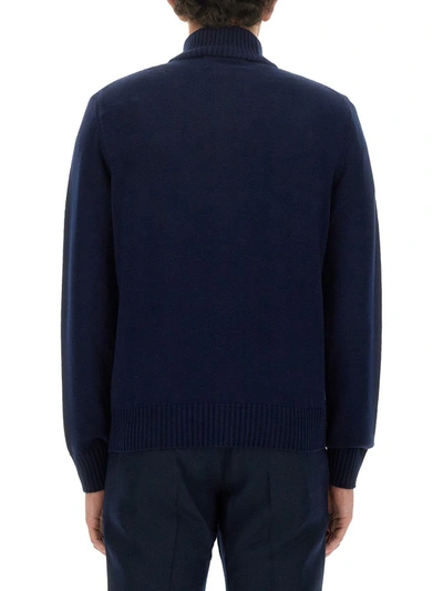 Ballantyne Turtleneck Cardigan In Blue