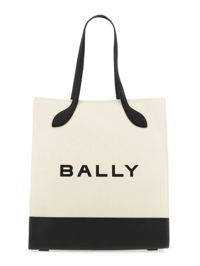 Bally Tote Bag Bar Keep On In White