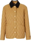 BURBERRY BURBERRY CORDUROY-COLLAR DIAMOND-QUILTED JACKET