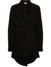 Diesel D-sizen-n1 Poplin Shirt Dress In Black
