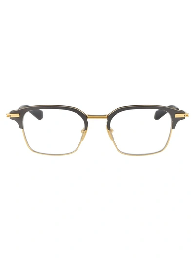 Dita Typographer Glasses In Black Iron - Yellow Gold