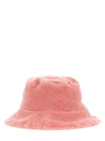 Comme Des Garçons Wool Bucket Hat In Pink